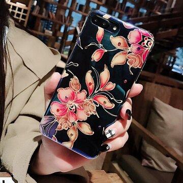 Étui de téléphone en gel de silice de style fleur vintage