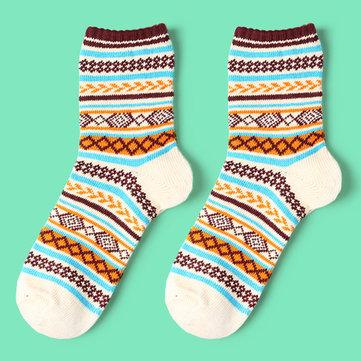 Chaussettes longues unisexes en coton avec rayures et coton