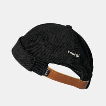 Chapeau en velours côtelé ajustable sans bordures rétro Skullcap