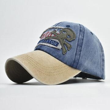 Casquette de baseball à motif de crâne lavé de vieilles lettres