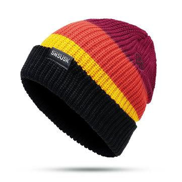 Bonnet en tricot chaud arc-en-ciel