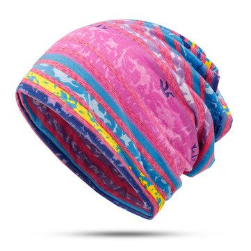 Bonnet utile en coton à rayures