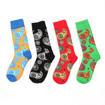 Retro Fashion Pattern Print Cotton Comfortable Mid-Calf Sock For Men