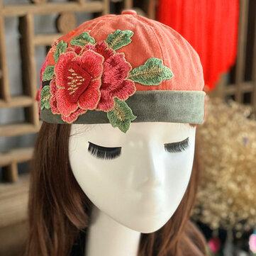Broderie florale crâne Cap Vintage Floral ethnique Brimless