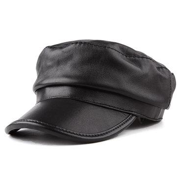 Cuir Canard Langue Chapeau Femelle Casual En Peau De Mouton Octogonal Chapeau Peintre Chapeau Béret Étoile Sauvage Avec Le Même Paragraphe