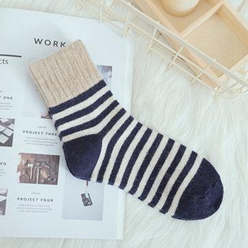 Chaussettes chaudes mi-tube à rayures