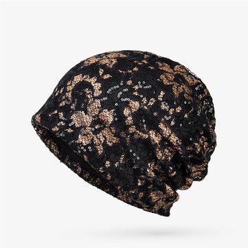 Bonnet d'été respirant en coton et dentelle