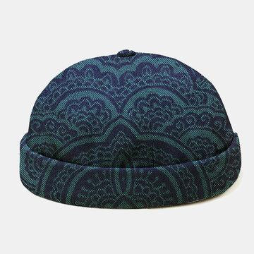 Casquettes de crâne de style rétro imprimé bleu vert