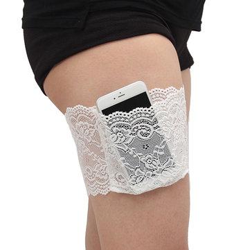 Pochette Cuisse Casual À Carte Et Téléphone Portable Sac Poche En Dentelle Anti-Glissant Pour Sport
