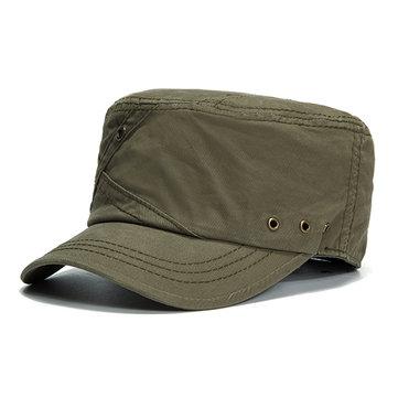 Mens coton respirant avec trous de ventilation casquettes plates chapeau de l'armée militaire parasol extérieur