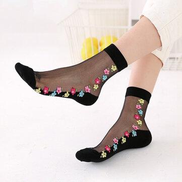 Chaussettes mi-hautes en dentelle respirante