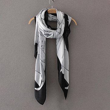 Écharpe de plage foulard en soie imprimé chat mignon