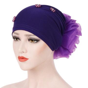 Casquette en coton perlé de couleur unie