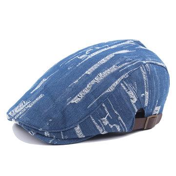 Béret unisexe en denim lavé à boucle ajustable
