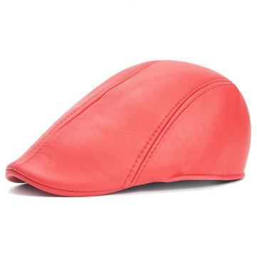 Casquette de béret en cuir PU Vintage