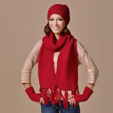 Women hat scarf gloves costume