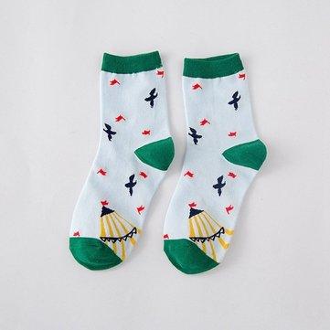 Cotton Art Illustration Creative Long Sox Cute Cartoon Pattern