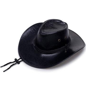 Chapeau Cowboy Knight en cuir Chapeau à large bord extérieur - Rouge