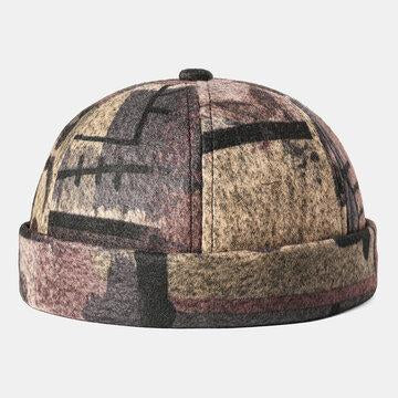Bonnet de crâne sans motif abstrait multicolore Soft chapeau en feutre