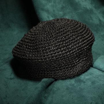 Chapeau de paille béret de couleur unie