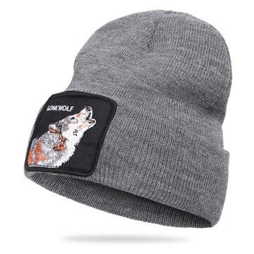 Bonnet en laine motif animalier bonnet tricoté