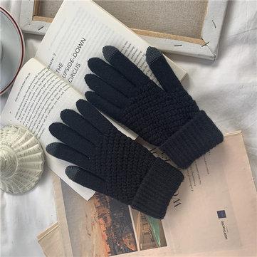 Gants d'écran tactile chauds Gants en laine tricotés en couleur