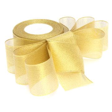 50mm 25 Mètres Fil Bord Or Argent paillettes Effet Ruban De Mariage Cadeau D'emballage Cadeau Accessoires