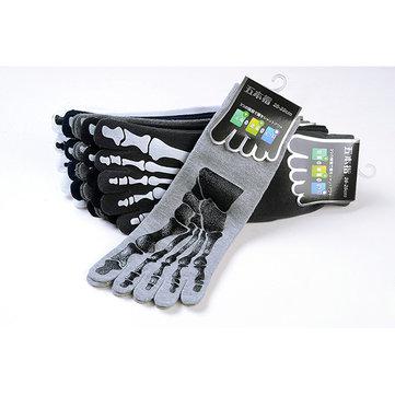 Mens cotton casual five toe socks chinese dragon cartoon demon skeleton
