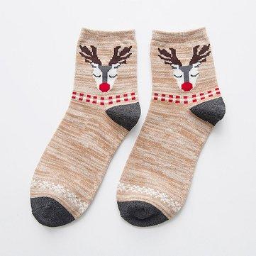 Chaussettes Respirantes en Coton à Imprimé Cartoon Mignon Socquettes Vintage Rayées Mi-hautes