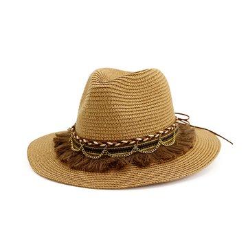 Chapeau de paille pare-soleil pampille