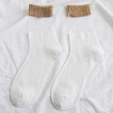 Chaussettes à tube central en coton à mailles évidées