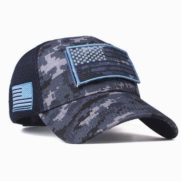 Camouflage Baseball Cap avec drapeau américain Patch Coton
