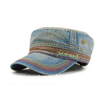 Casquettes plates en coton à broder
