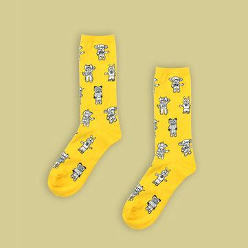 Chaussettes de tube moyen chaudes de coton d'impression de vente chaude