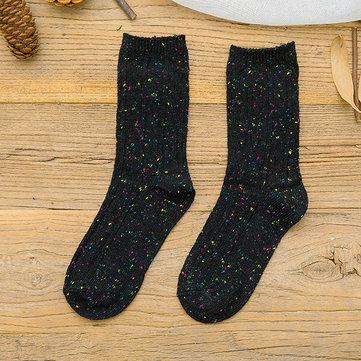 Chaussettes couleur unie épaisses mignonnes en coton