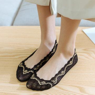 Breathable lace boat socks
