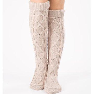 Laine tricoté sur le genou noël chaussettes de diamant