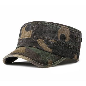 Bonnet plat en coton lavé camouflage