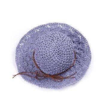 Chapeau de paille avec abat-jour de voyage, couleur unie, grand bord