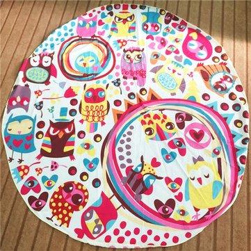 Bird Pattern Round Shawl Cotton Scarf Beach Towel Yoga Mat Wall Hanging