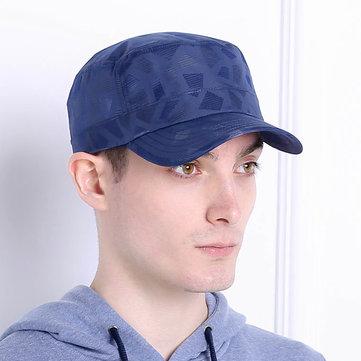 Chapeau Plat Léger Respirant À Séchage Rapide Casquette Imperméable Plaid Anti-UV Style Militaire