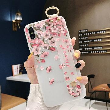 Silicone de cas de téléphone de poignet de relief de fleur de pêche