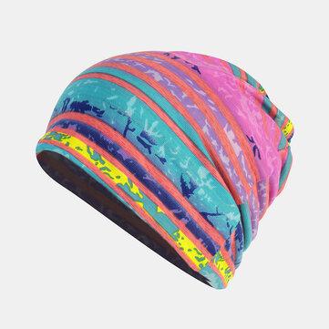 Bonnet à rayures en coton ethnique Vintage