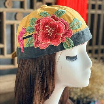 Broderie florale crâne Cap Vintage Floral ethnique Brimless
