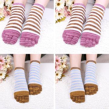 Chaussettes chaudes en coton à rayures