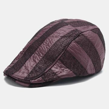 Béret rayé multicolore en PU pour béret chaud