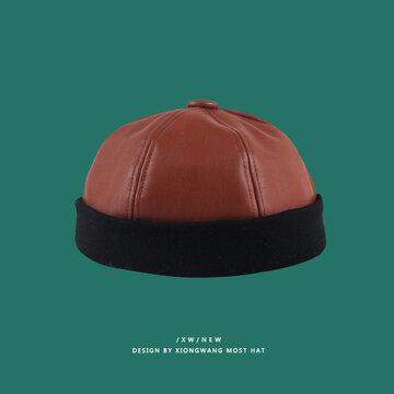 Version du chapeau en cuir PU Melon chapeau hip-hop Yuppie