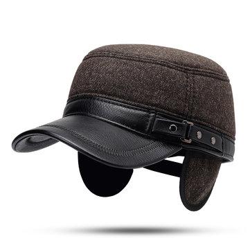 Chapeau plat en cuir poilu
