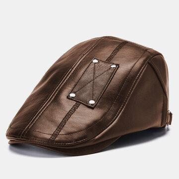 Casquettes de béret en cuir PU Casquette de gavroche en cuir artificiel décontracté