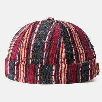 Bonnet en velours côtelé sans tête, rayure multicolore sur mesure